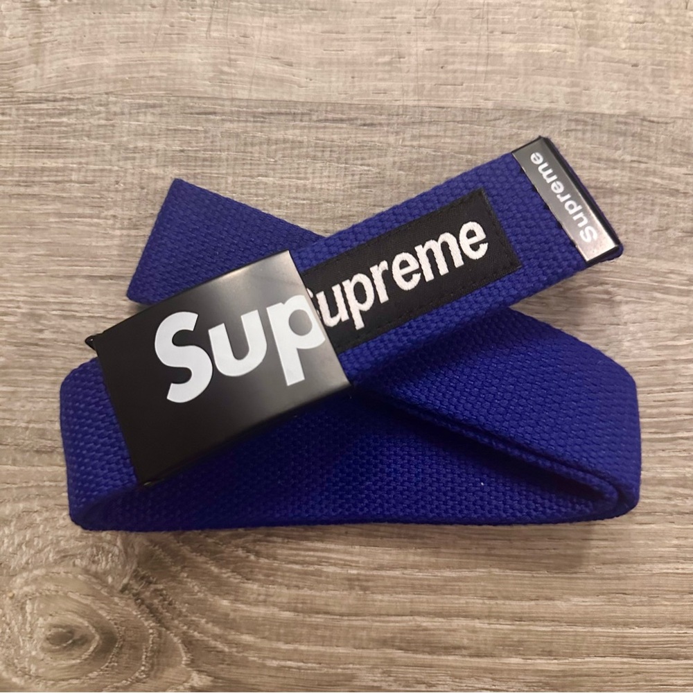 SUPREME Blue Adjustable Knit Belt • Unisex 42”